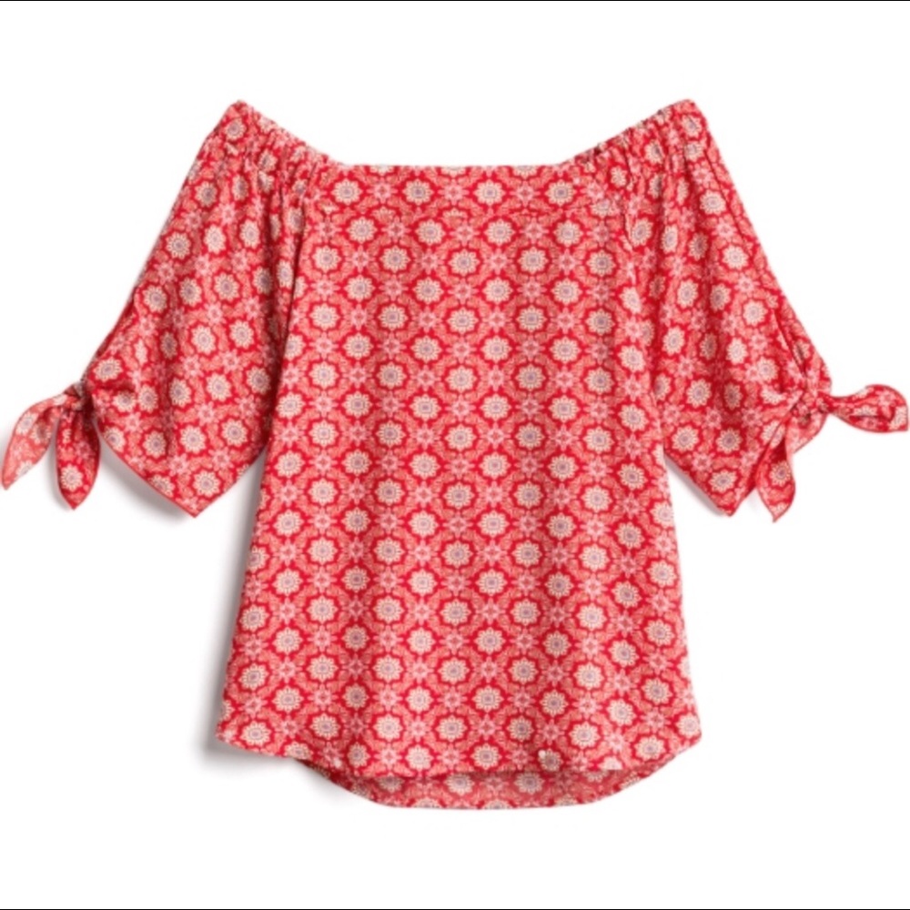 Renee C. Red Floral Off The Shoulder Top